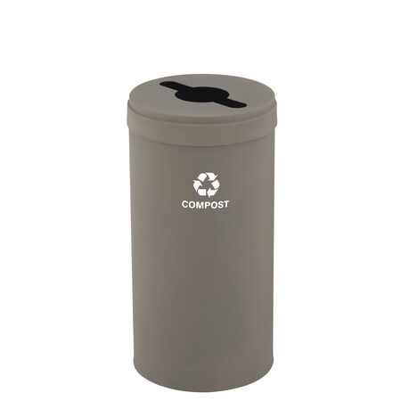Glaro 16 gal Round Recycling Bin, Nickel M-1532NK-NK-M4