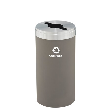 Glaro 16 gal Round Recycling Bin, Nickel/Satin Aluminum M-1532NK-SA-M4