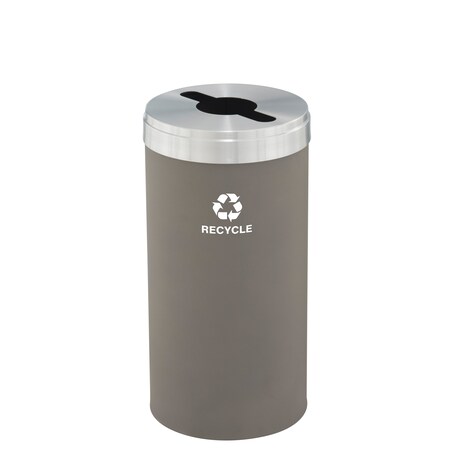 Glaro 16 gal Round Recycling Bin, Nickel/Satin Aluminum M-1532NK-SA-M5