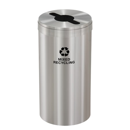 Glaro 16 gal Round Recycling Bin, Satin Aluminum M-1532SA-SA-M3