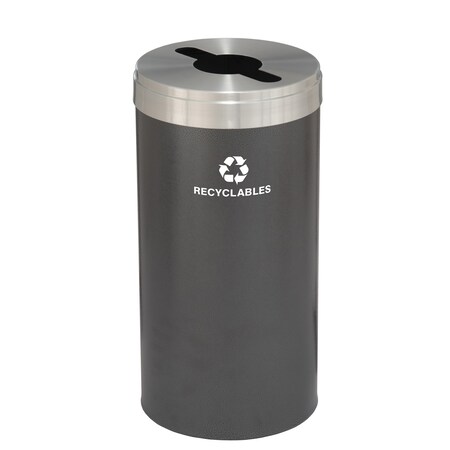 Glaro 16 gal Round Recycling Bin, Silver Vein/Satin Aluminum M-1532SV-SA-M2