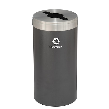 Glaro 16 gal Round Recycling Bin, Silver Vein/Satin Aluminum M-1532SV-SA-M5