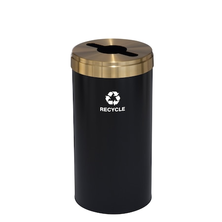 Glaro 23 gal Round Recycling Bin, Satin Black/Satin Brass M-1542BK-BE-M5
