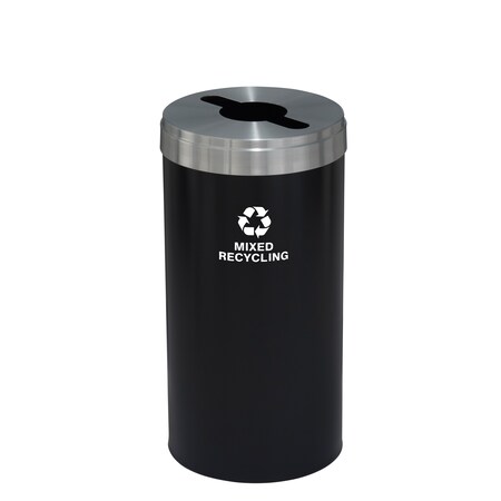 Glaro 23 gal Round Recycling Bin, Satin Black/Satin Aluminum M-1542BK-SA-M3