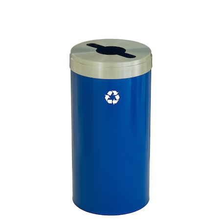 Glaro 23 gal Round Recycling Bin, Blue/Satin Aluminum M-1542BL-SA-M1