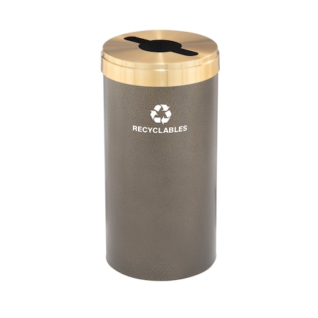 Glaro 23 gal Round Recycling Bin, Bronze Vein/Satin Brass M-1542BV-BE-M2