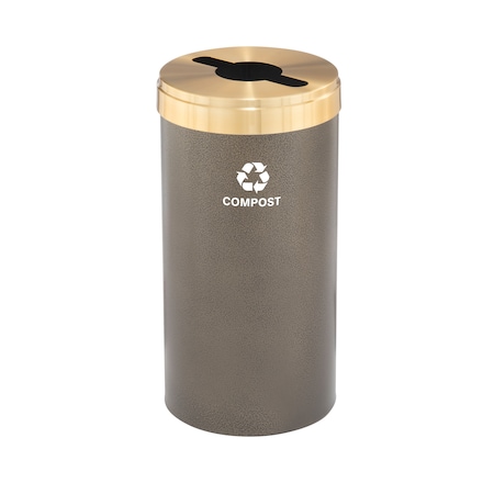 Glaro 23 gal Round Recycling Bin, Bronze Vein/Satin Brass M-1542BV-BE-M4