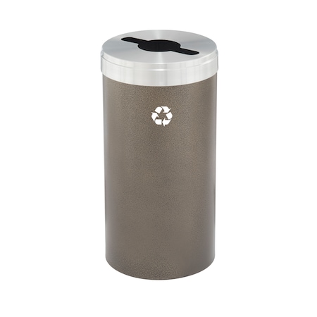 Glaro 23 gal Round Recycling Bin, Bronze Vein/Satin Aluminum M-1542BV-SA-M1