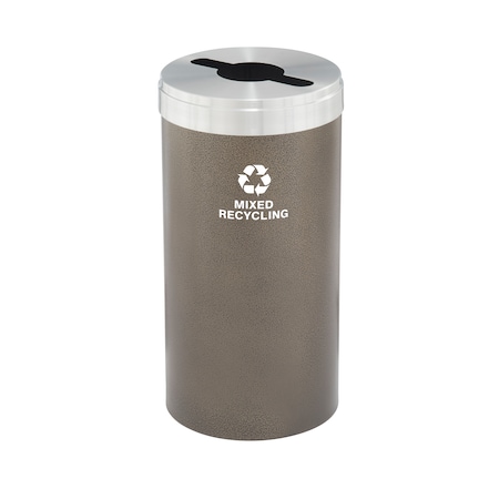 Glaro 23 gal Round Recycling Bin, Bronze Vein/Satin Aluminum M-1542BV-SA-M3