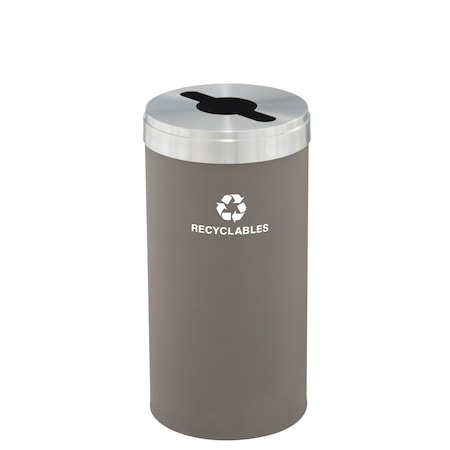 Glaro 23 gal Round Recycling Bin, Nickel/Satin Aluminum M-1542NK-SA-M2