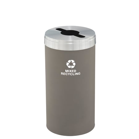 Glaro 23 gal Round Recycling Bin, Nickel/Satin Aluminum M-1542NK-SA-M3