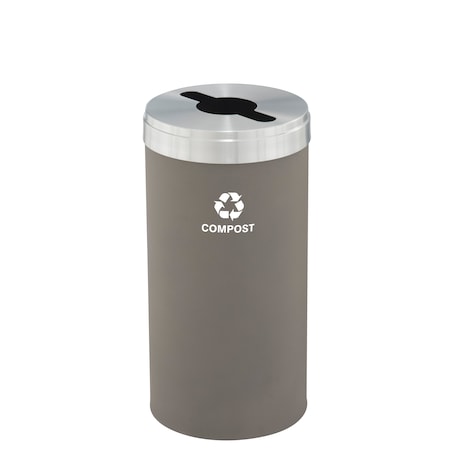 Glaro 23 gal Round Recycling Bin, Nickel/Satin Aluminum M-1542NK-SA-M4