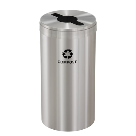 Glaro 23 gal Round Recycling Bin, Satin Aluminum M-1542SA-SA-M4