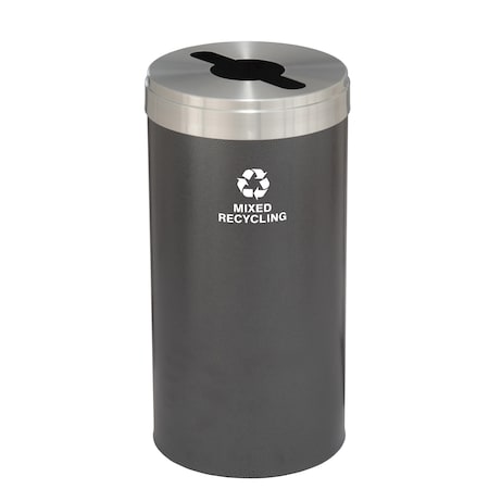 Glaro 23 gal Round Recycling Bin, Silver Vein/Satin Aluminum M-1542SV-SA-M3