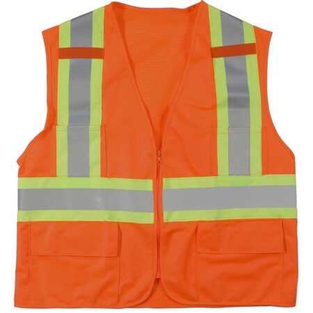 Mutual Industries High Visibility Polyester ANSI Class, PK2, Polyester, Orange, Size Large M16368-0-3