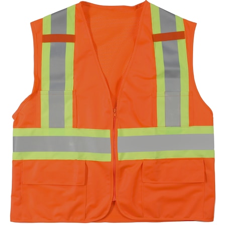 Mutual Industries High Visibility Polyester ANSI Class, PK2, Polyester, Orange, Size 4x Large M16368-0-7