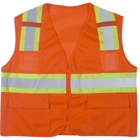 Mutual Industries High Visibility Polyester ANSI Class, PK2, Polyester, Orange, Size Medium M16368-1-2