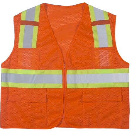 Mutual Industries High Visibility Polyester ANSI Class, PK2, Polyester, Orange, Size Large M16368-1-3