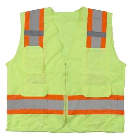 Mutual Industries High Visibility Polyester ANSI Class, PK2, Polyester, LIME, Size Large M16369-0-3