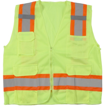 Mutual Industries High Visibility Polyester ANSI Class, PK2, Polyester, LIME, Size Medium M16369-1-2