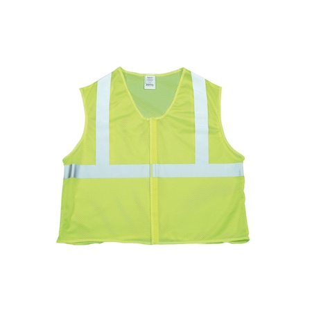 Mutual Industries Hi-Vis Safety Vest X-L Class 2 , Velcro M16374-4 XL