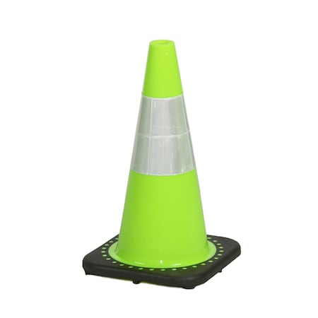 Mutual Industries Traffic Cone with 3 lb. Reflective, PK2, Plastic, 18 inch Height, 10 inch Length, 3 Pounds, LIME M17716-118-3