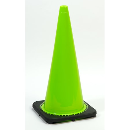 Mutual Industries Traffic Cone with 7 lb. Plain Finish, 28, Plastic, 28 in Height, 12 in Length, 7 pound, Lime M17717-28-7