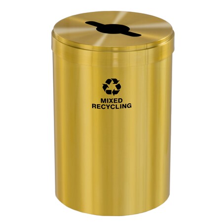 Glaro 33 gal Round Recycling Bin, Satin Brass M-2032BE-BE-M3
