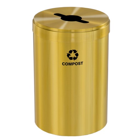 Glaro 33 gal Round Recycling Bin, Satin Brass M-2032BE-BE-M4