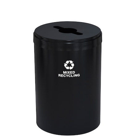 Glaro 33 gal Round Recycling Bin, Satin Black M-2032BK-BK-M3