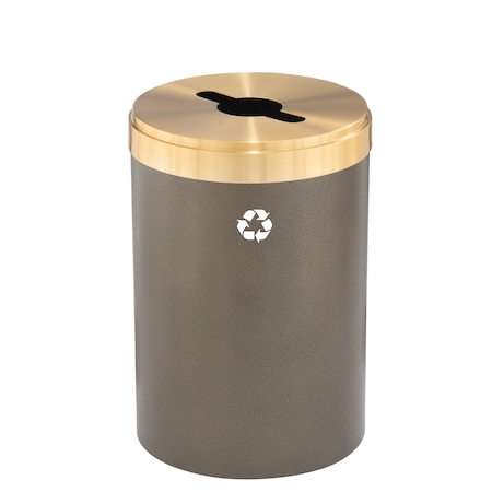 Glaro 33 gal Round Recycling Bin, Bronze Vein/Satin Brass M-2032BV-BE-M1