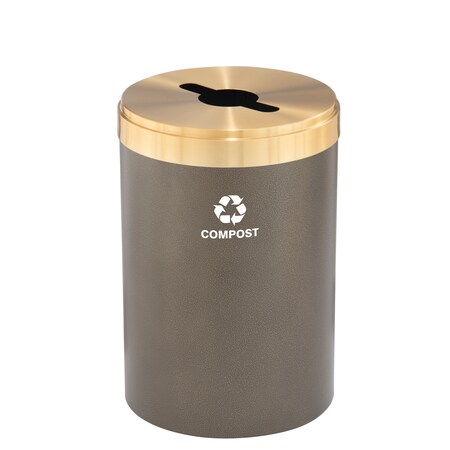 Glaro 33 gal Round Recycling Bin, Bronze Vein/Satin Brass M-2032BV-BE-M4
