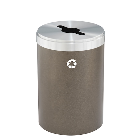 Glaro 33 gal Round Recycling Bin, Bronze Vein/Satin Aluminum M-2032BV-SA-M1