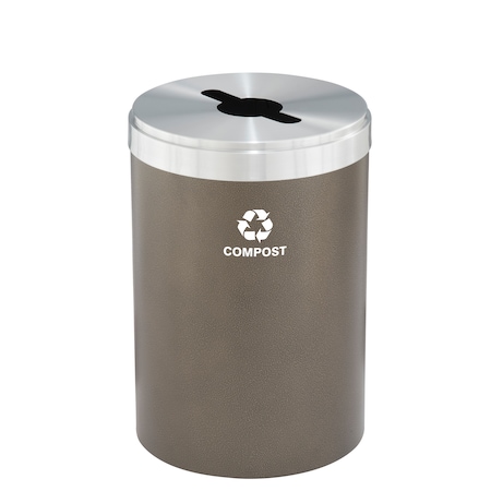 Glaro 33 gal Round Recycling Bin, Bronze Vein/Satin Aluminum M-2032BV-SA-M4