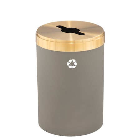 Glaro 33 gal Round Recycling Bin, Nickel/Satin Brass M-2032NK-BE-M1