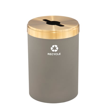 Glaro 33 gal Round Recycling Bin, Nickel/Satin Brass M-2032NK-BE-M5