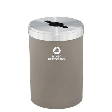 Glaro 33 gal Round Recycling Bin, Nickel/Satin Aluminum M-2032NK-SA-M3