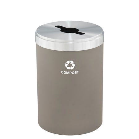 Glaro 33 gal Round Recycling Bin, Nickel/Satin Aluminum M-2032NK-SA-M4