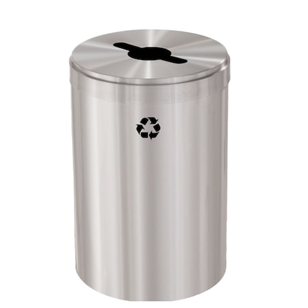 Glaro 33 gal Round Recycling Bin, Satin Aluminum M-2032SA-SA-M1
