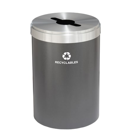 Glaro 33 gal Round Recycling Bin, Silver Vein/Satin Aluminum M-2032SV-SA-M2