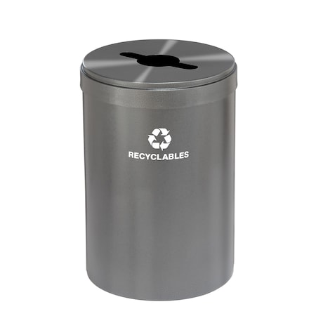 Glaro 33 gal Round Recycling Bin, Silver Vein M-2032SV-SV-M2