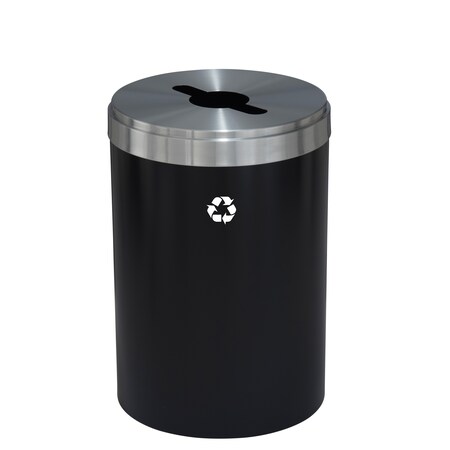Glaro 41 gal Round Recycling Bin, Satin Black/Satin Aluminum M-2042BK-SA-M1