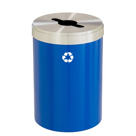 Glaro 41 gal Round Recycling Bin, Blue/Satin Aluminum M-2042BL-SA-M1