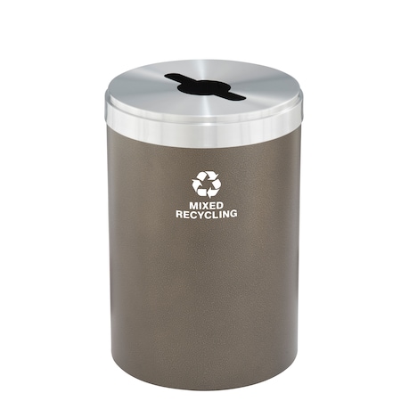 Glaro 41 gal Round Recycling Bin, Bronze Vein/Satin Aluminum M-2042BV-SA-M3