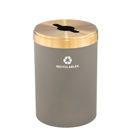 Glaro 41 gal Round Recycling Bin, Nickel/Satin Brass M-2042NK-BE-M2