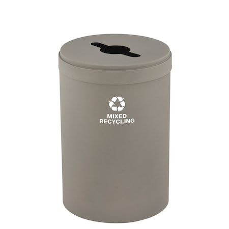 Glaro 41 gal Round Recycling Bin, Nickel M-2042NK-NK-M3
