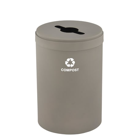 Glaro 41 gal Round Recycling Bin, Nickel M-2042NK-NK-M4