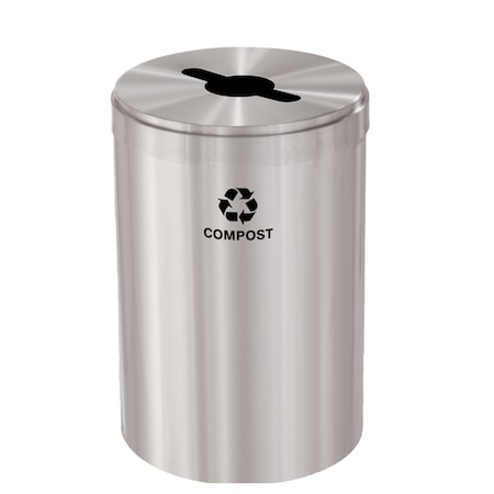 Glaro 41 gal Round Recycling Bin, Satin Aluminum M-2042SA-SA-M4