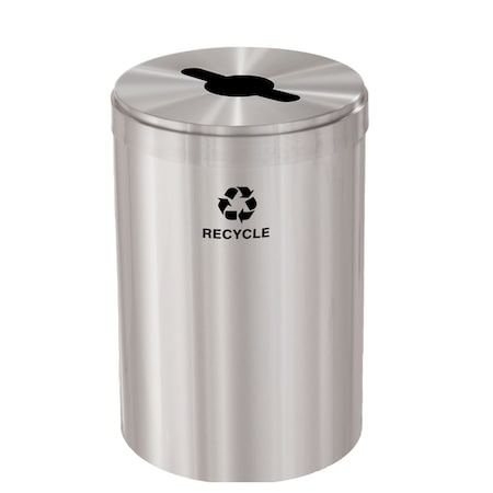 Glaro 41 gal Round Recycling Bin, Satin Aluminum M-2042SA-SA-M5