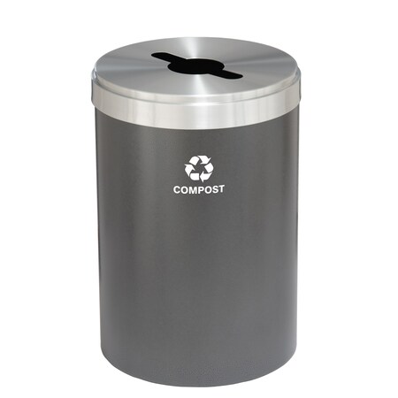 Glaro 41 gal Round Recycling Bin, Silver Vein/Satin Aluminum M-2042SV-SA-M4
